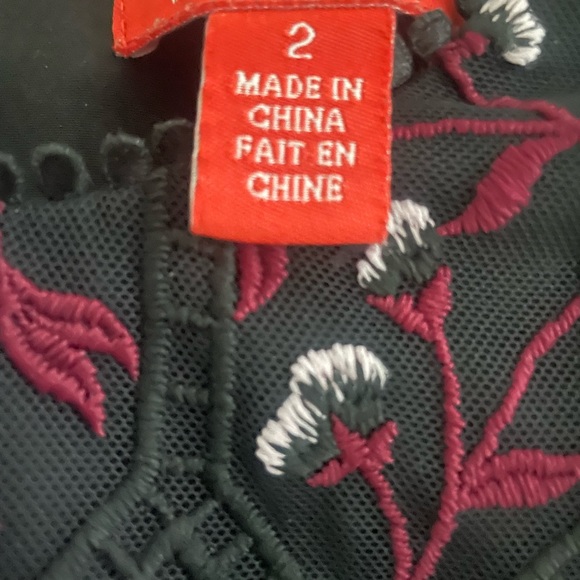 MONIQUE LHUlLLER | Vine Embroidered Velvet Bow Trim Dress - Picture 6 of 7